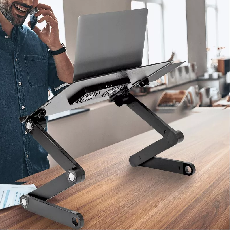 Support pour ordinateur portable réglable avec ventilateurs de refroidissement
