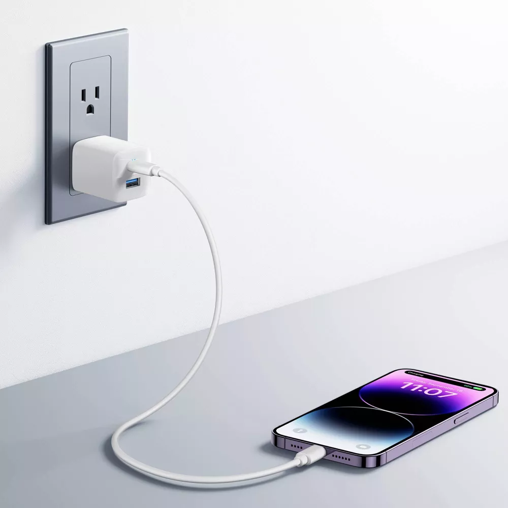 Chargeur mural 2 ports 33W PD avec câble USB-C